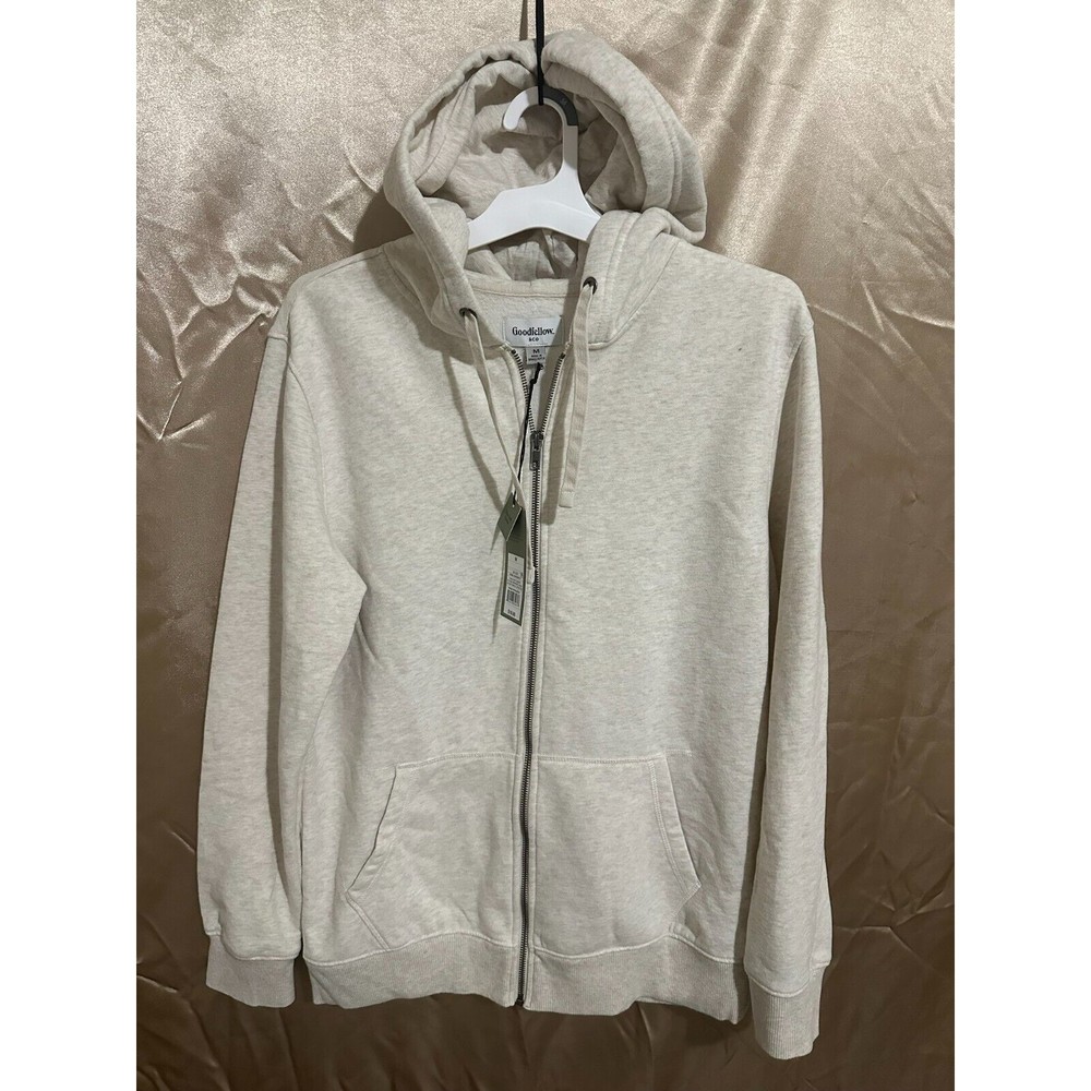 Men's Fleece Full-Zip Hoodie Sweatshirt - Goodfellow & Co Oatmeal Heather M